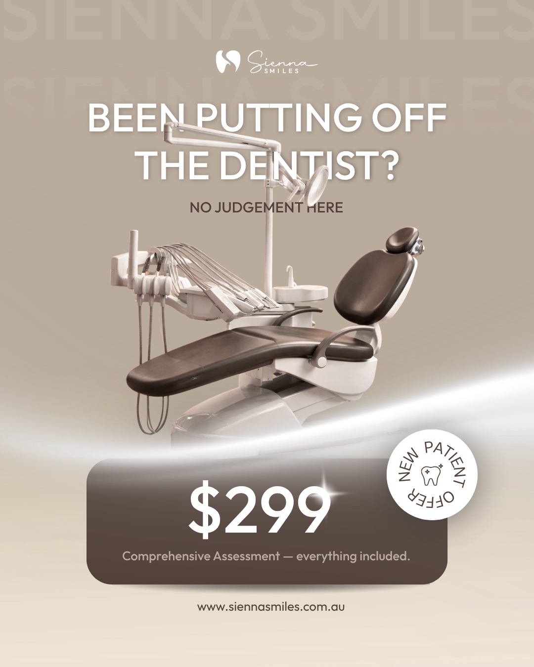 Sienna Smiles new patient comprehensive assessment offer graphic