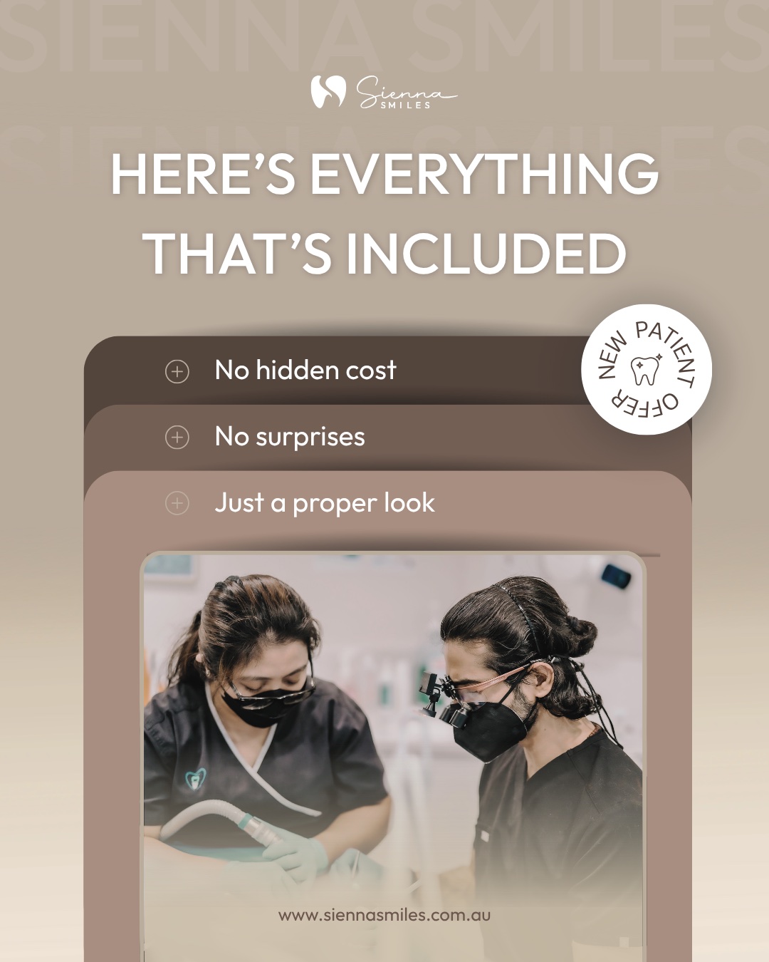 Sienna Smiles new patient offer inclusions graphic